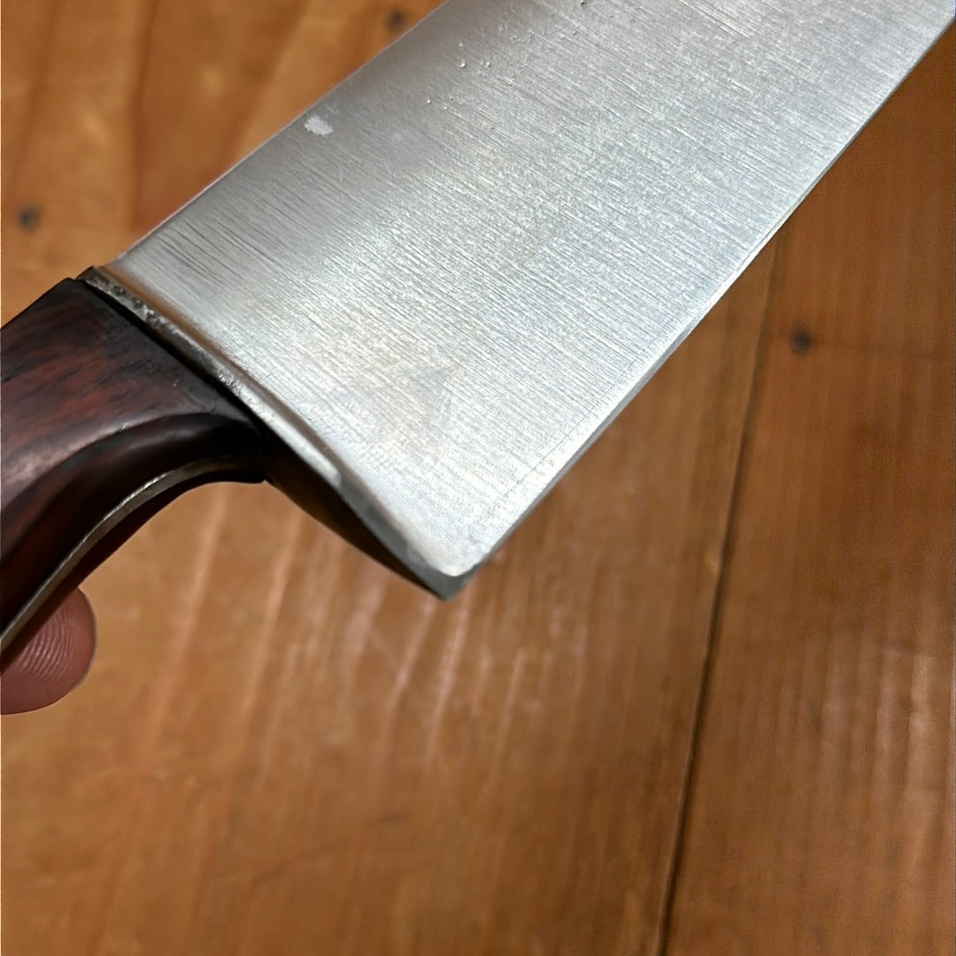 Vintage K C Seelbach 10.25” Chef Knife Carbon Steel Rosewood Solingen, Germany 1950-70