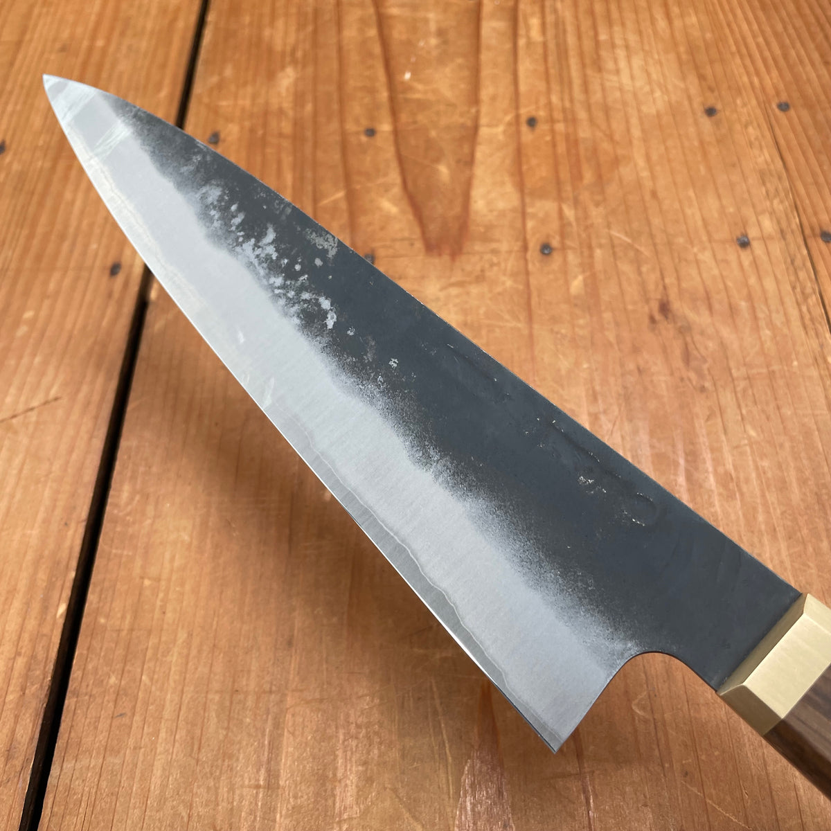 Blenheim Forge X BC 200mm Gyuto Stainless Clad Aogami Super Oak & Brass