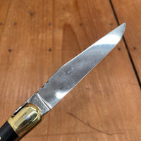 Au Sabot Laguiole 12cm Pocket Knife Straight Stainless Brass Bolstered Horn Handle