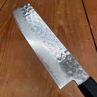 Hitohira HG 165mm Nakiri Stainless Tsuchime Damascus Rosewood Handle