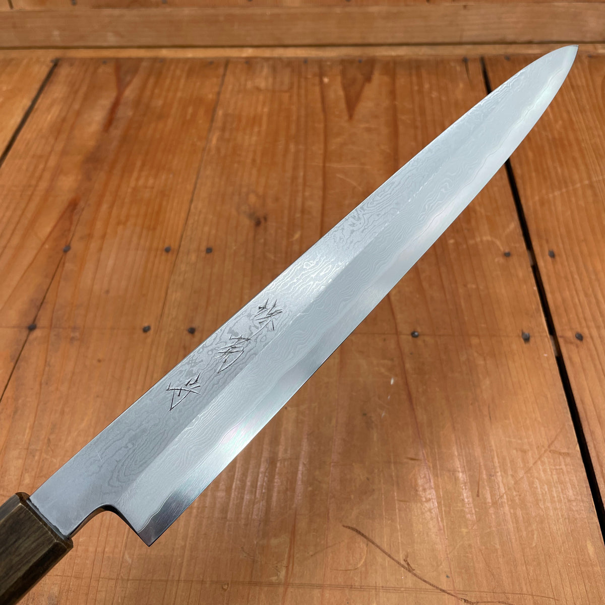 Sakai Kikumori Nakagawa V10 270mm Yanagi VG10 Damascus Oak Handle with Saya