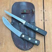 J A Henckels Butcher's Pair Boning & Skinning Knives Carbon Steel with Sheath