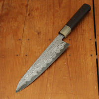 Nakagawa 210mm Gyuto Aogami 1 Damascus Dark Etch Ebony Handle