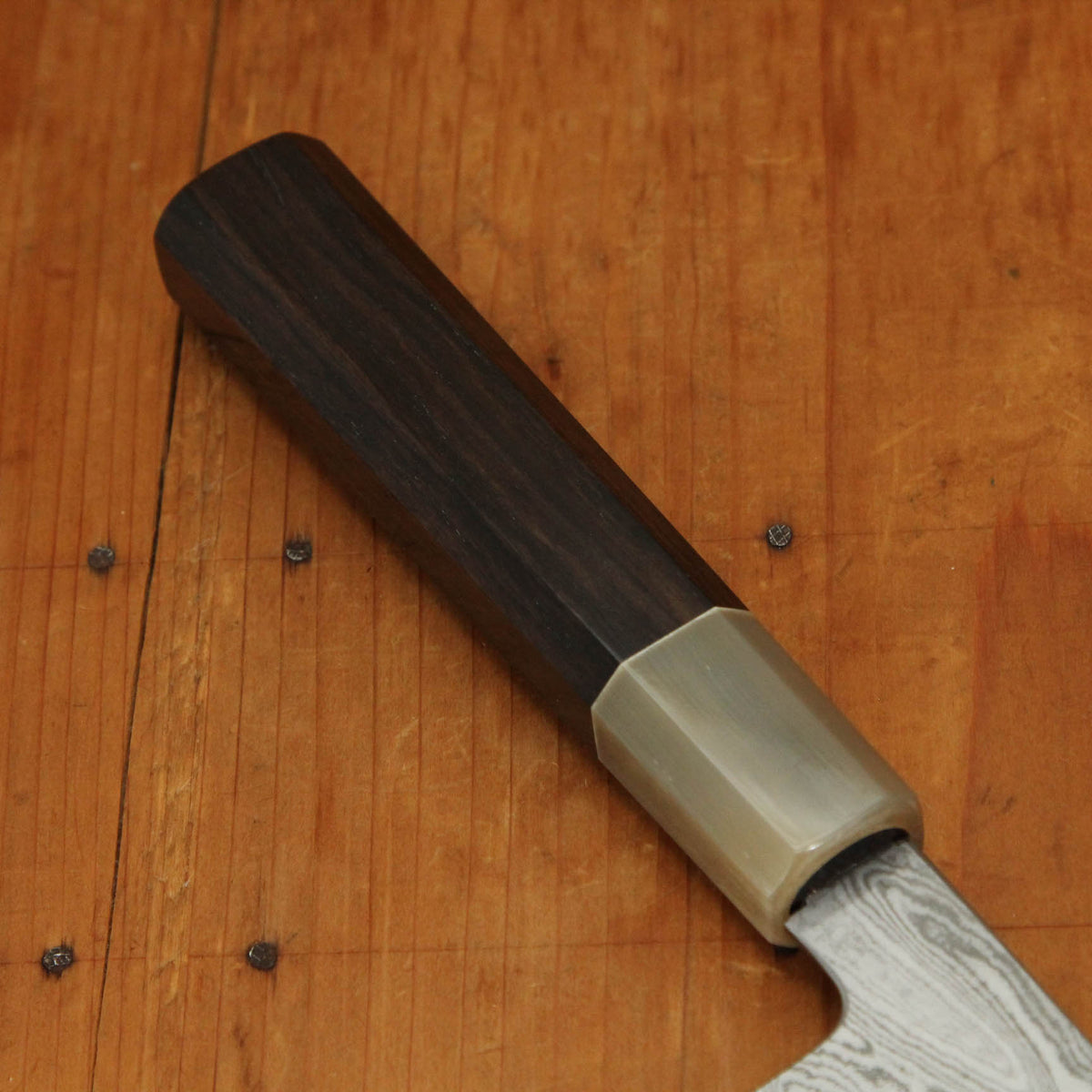 Nakagawa 180mm Bunka Aogami 1 Damascus Dark Etch Ebony Handle