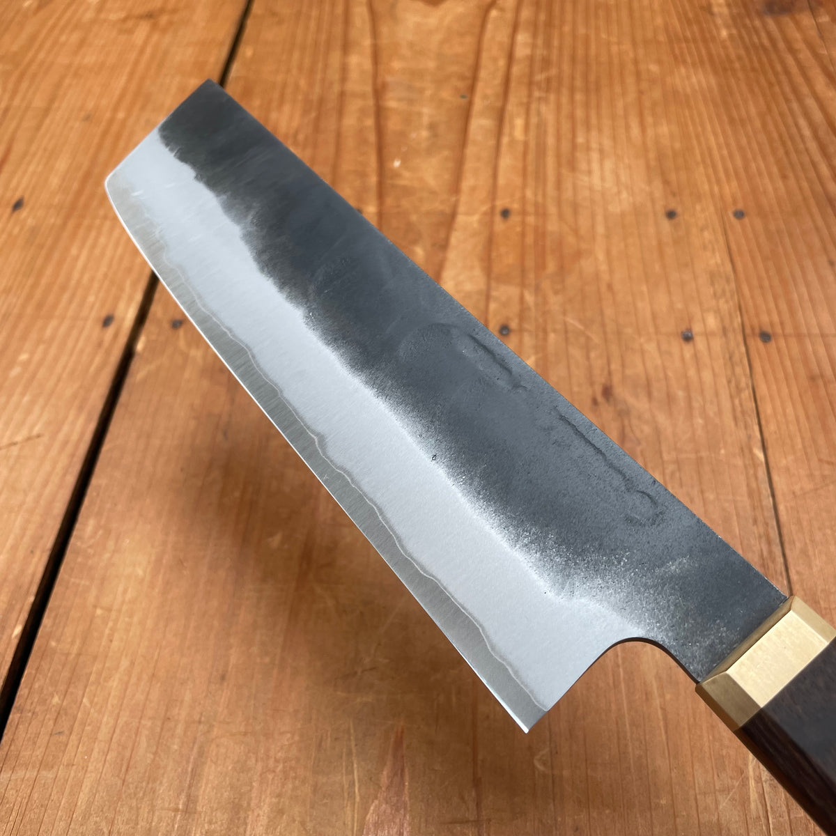 Blenheim Forge x Bernal Cutlery 165mm Nakiri Stainless Clad Aogami Super Oak & Brass