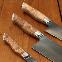 Steelport 3 Piece Knife Set 52100 Carbon Steel Stabilized Maple