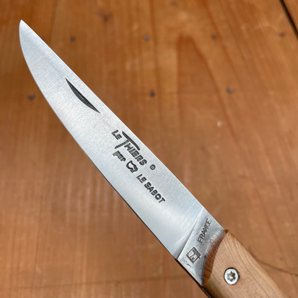 Au Sabot Le Thiers 12cm Pocket Knife Straight Stainless Juniper Handle