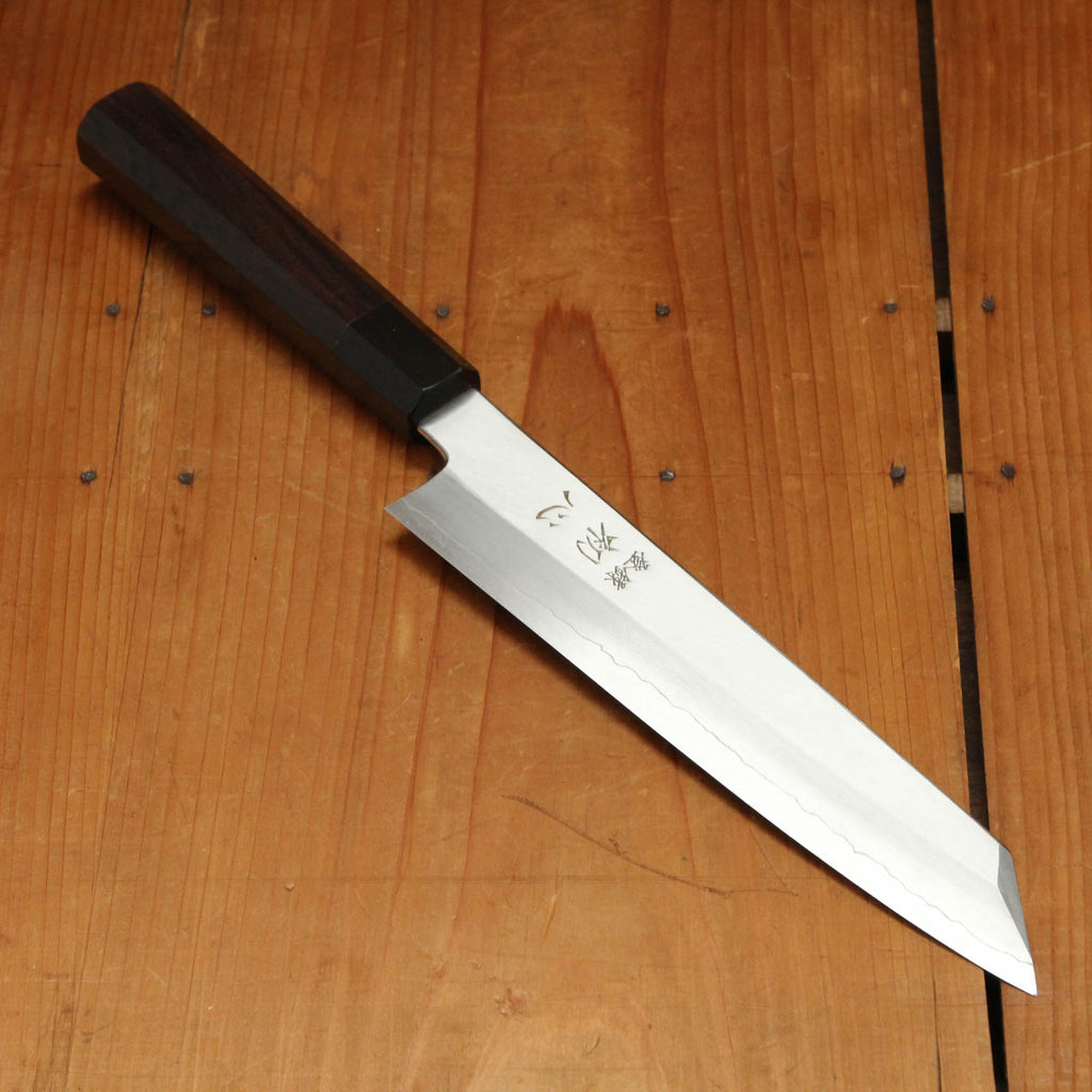 Hatsukokuro Nakagawa 210mm Kiritsuke Gyuto Ginsanko Ebony Black Buffal