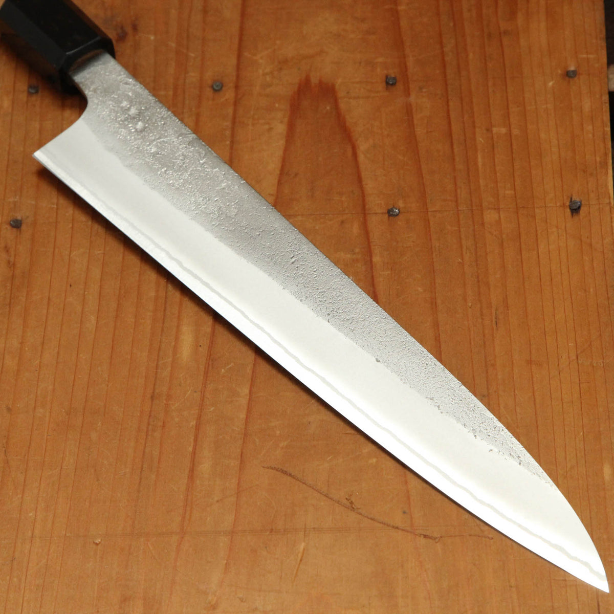 Yoshikane Hamono 240mm Sujihiki Shirogami 2 Nashiji Teak Handle