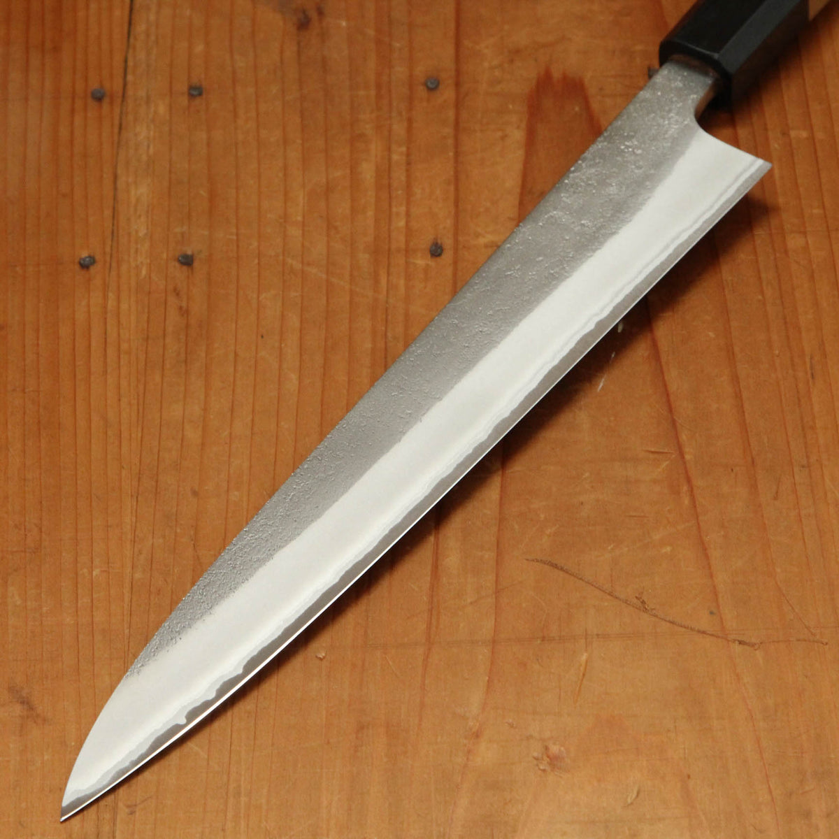 Yoshikane Hamono 240mm Sujihiki Shirogami 2 Nashiji Teak Handle