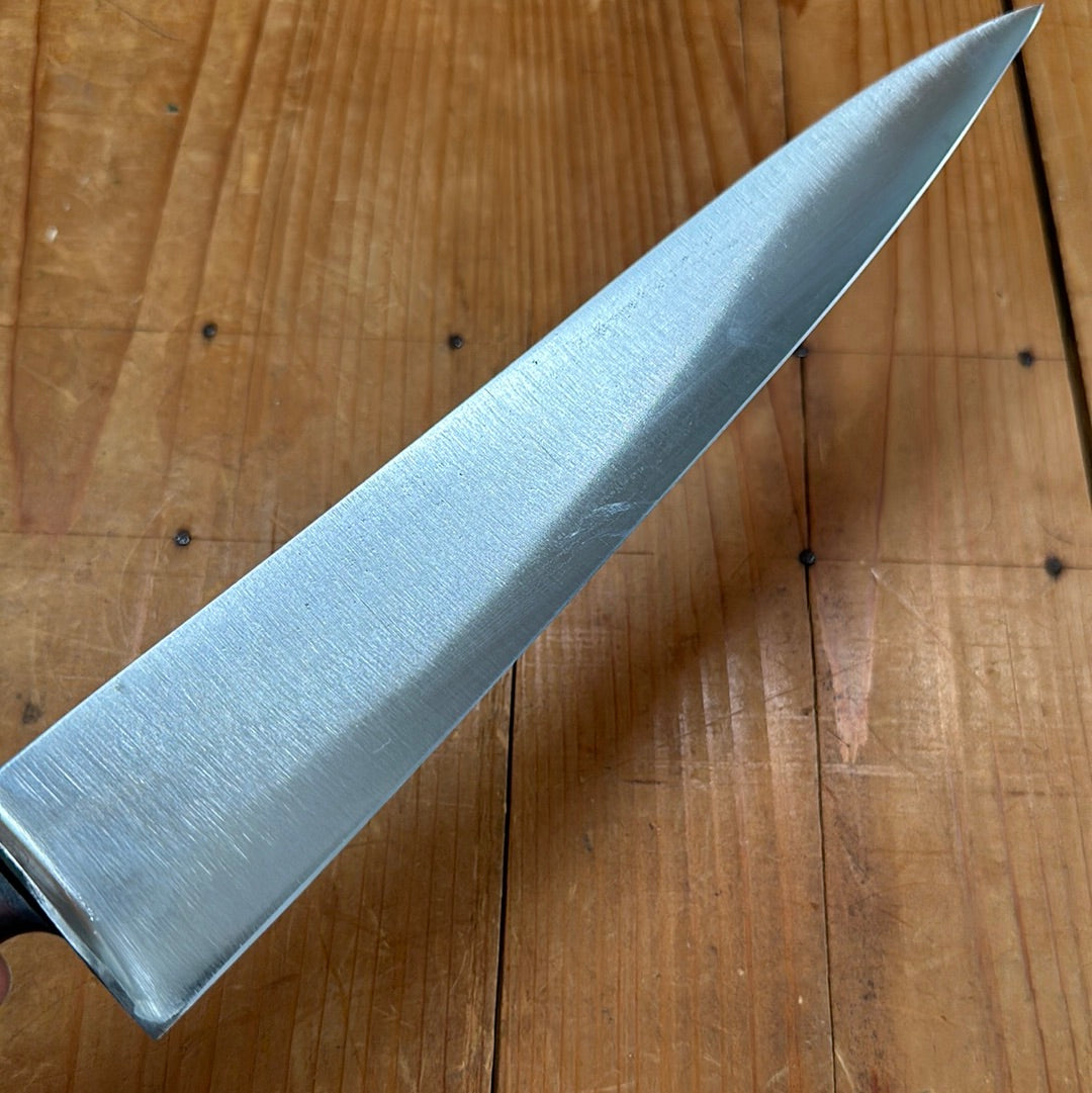 Vintage K C Seelbach 10.25” Chef Knife Carbon Steel Rosewood Solingen, Germany 1950-70