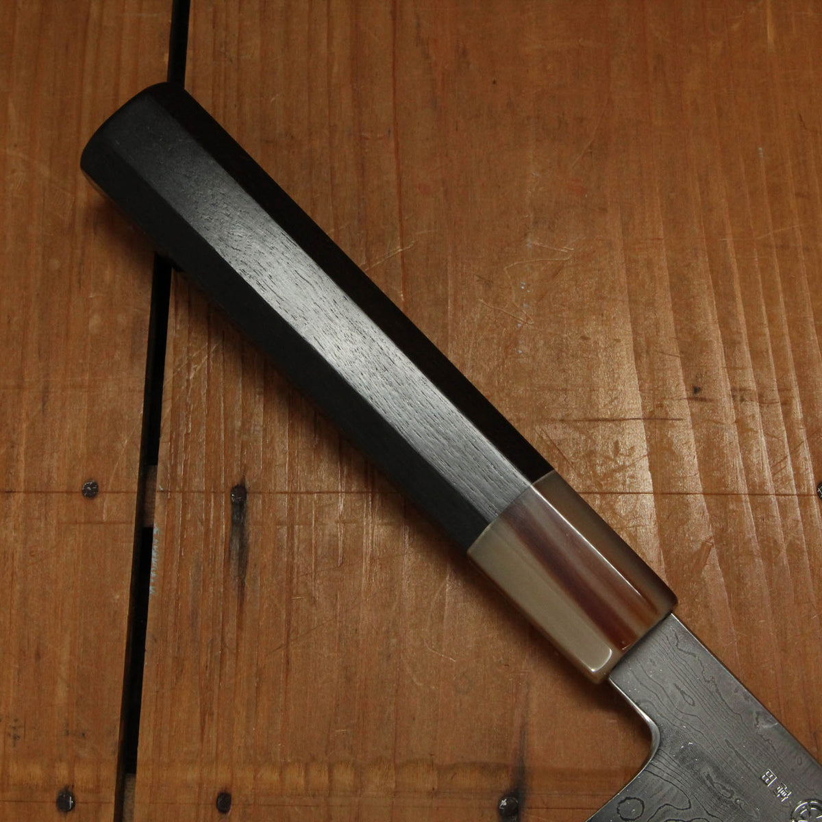 Takada no Hamono 240mm Kiritsuke Gyuto Aogami 1 Suminagashi Ebony Octagonal