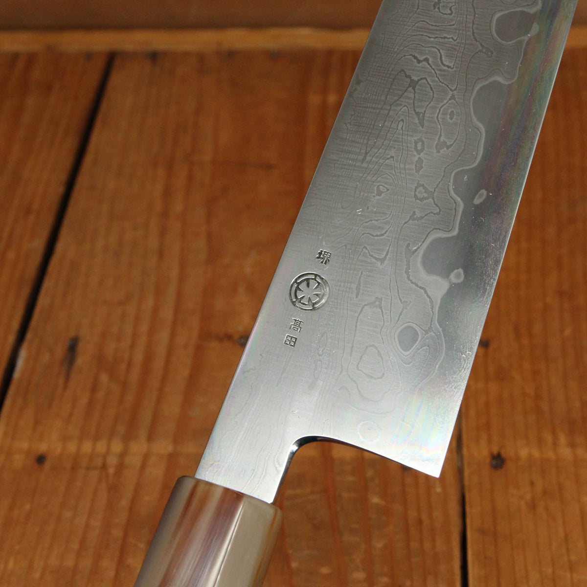 Takada no Hamono 240mm Kiritsuke Gyuto Aogami 1 Suminagashi Ebony Octagonal