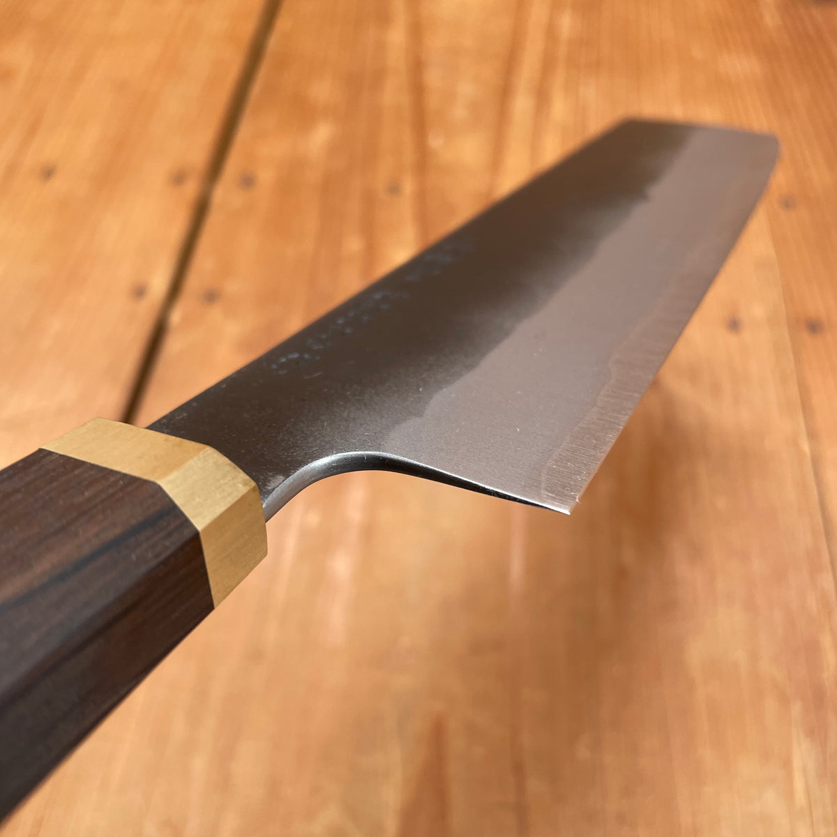 Blenheim Forge x Bernal Cutlery 165mm Nakiri Stainless Clad Aogami Super Oak & Brass