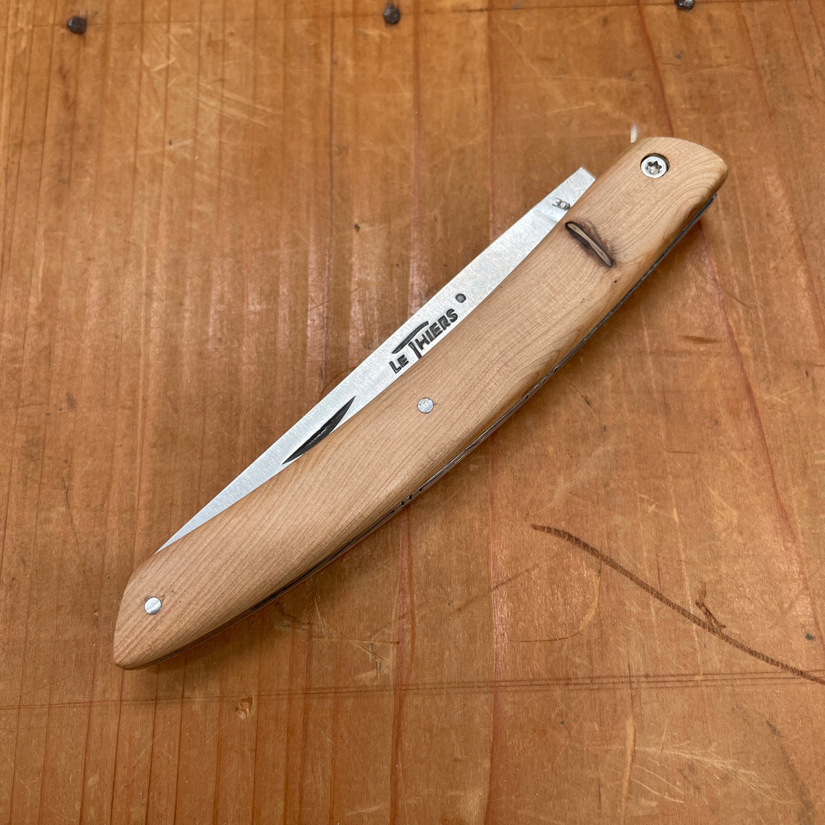 Au Sabot Le Thiers 12cm Pocket Knife Straight Stainless Juniper Handle