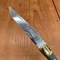 Au Sabot Laguiole 12cm Pocket Knife Straight Stainless Brass Bolstered Horn Handle