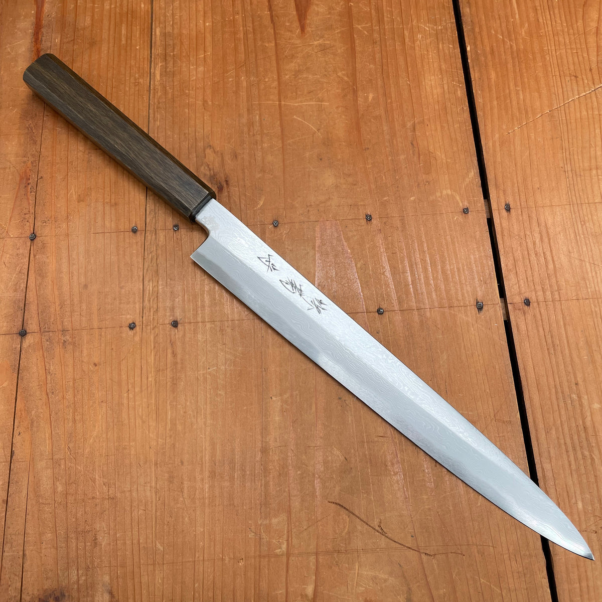 Sakai Kikumori Nakagawa V10 270mm Yanagi VG10 Damascus Oak Handle with Saya