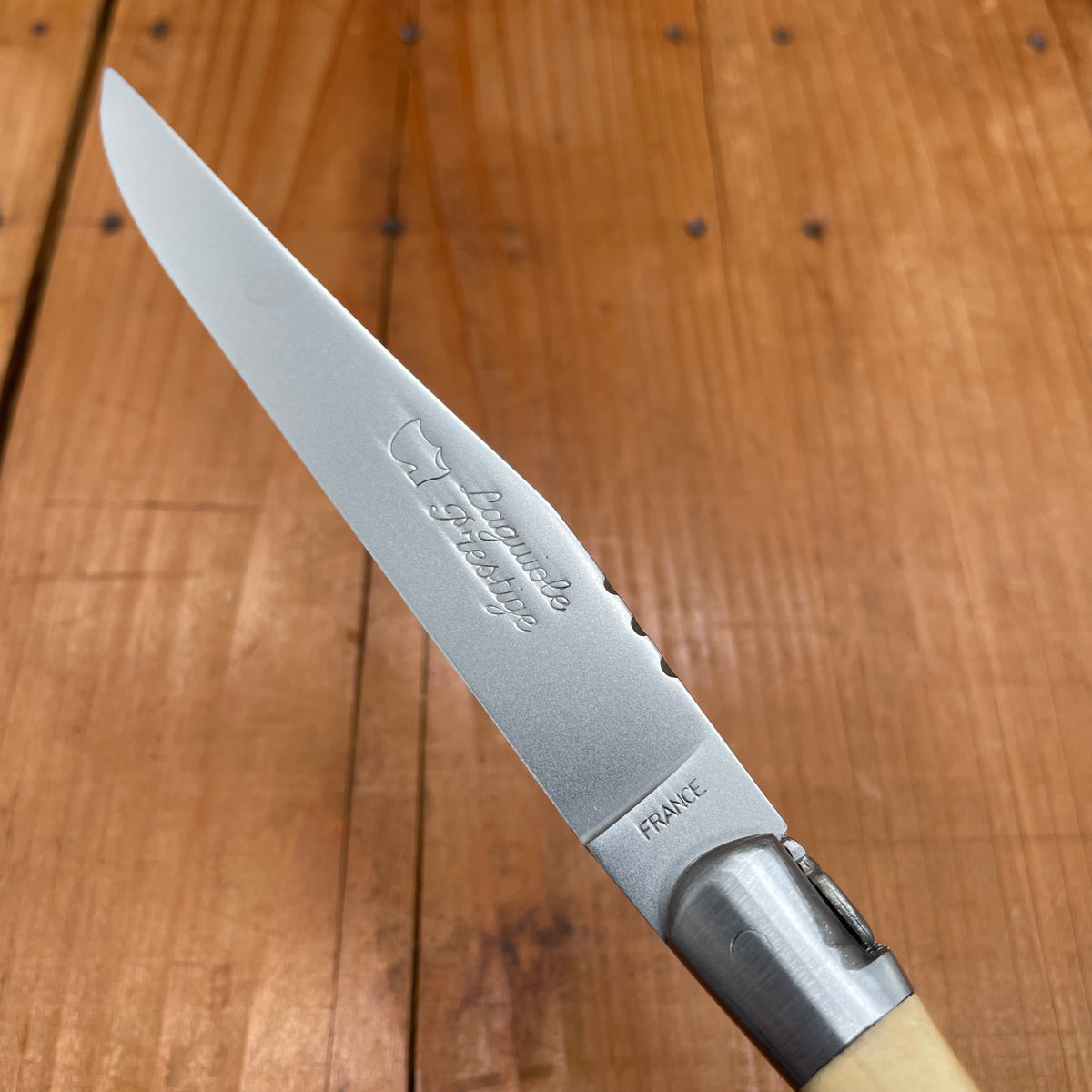 Au Sabot Laguiole Steak Knife Set Stainless Mixed Wood Handles with Oak Box - 6 Pieces