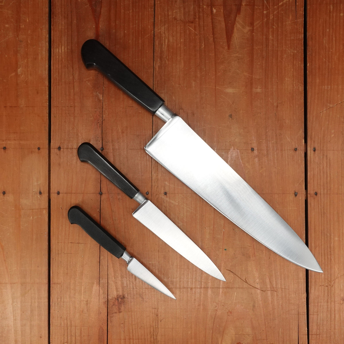 New Old Stock K Sabatier Nogent / Cuisine Massive Carbon Knife Set - 3 Pieces