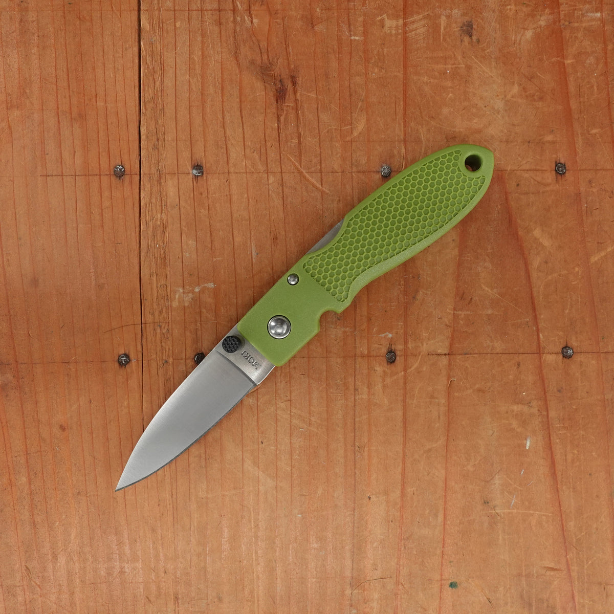 MOKI Coupe Folding Knife AUS-8 Lockback Grilon Olive Green Handle