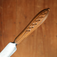 Antique Sheffield Bread Knife Carbon Steel Carved Wheat Handle