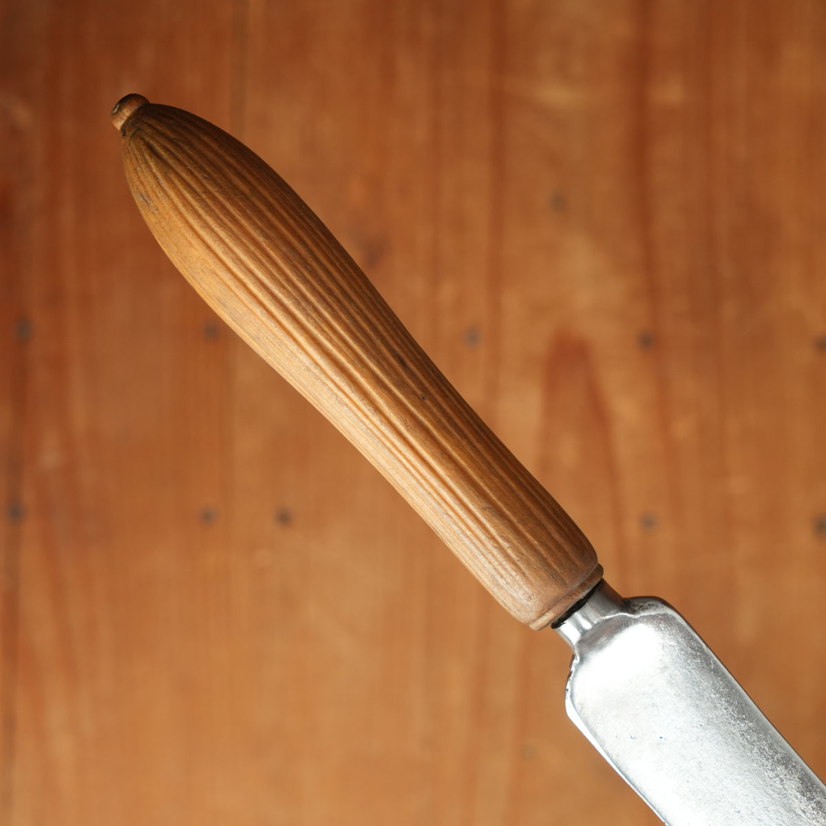 Antique Sheffield Bread Knife Carbon Steel Carved Wheat Handle