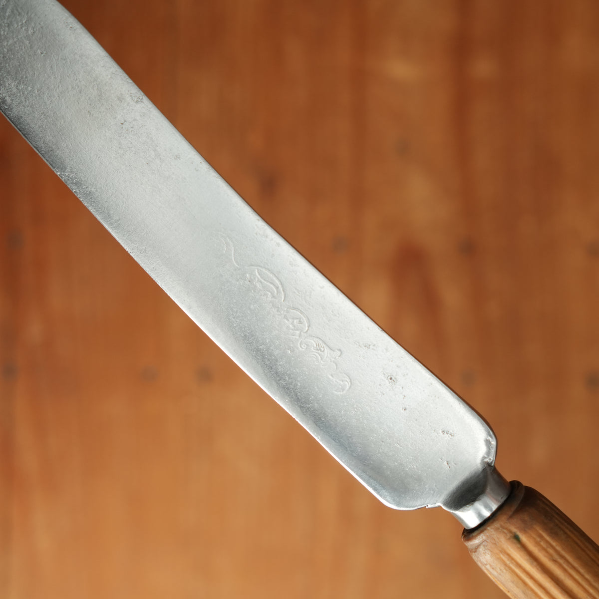 Antique Sheffield Bread Knife Carbon Steel Carved Wheat Handle