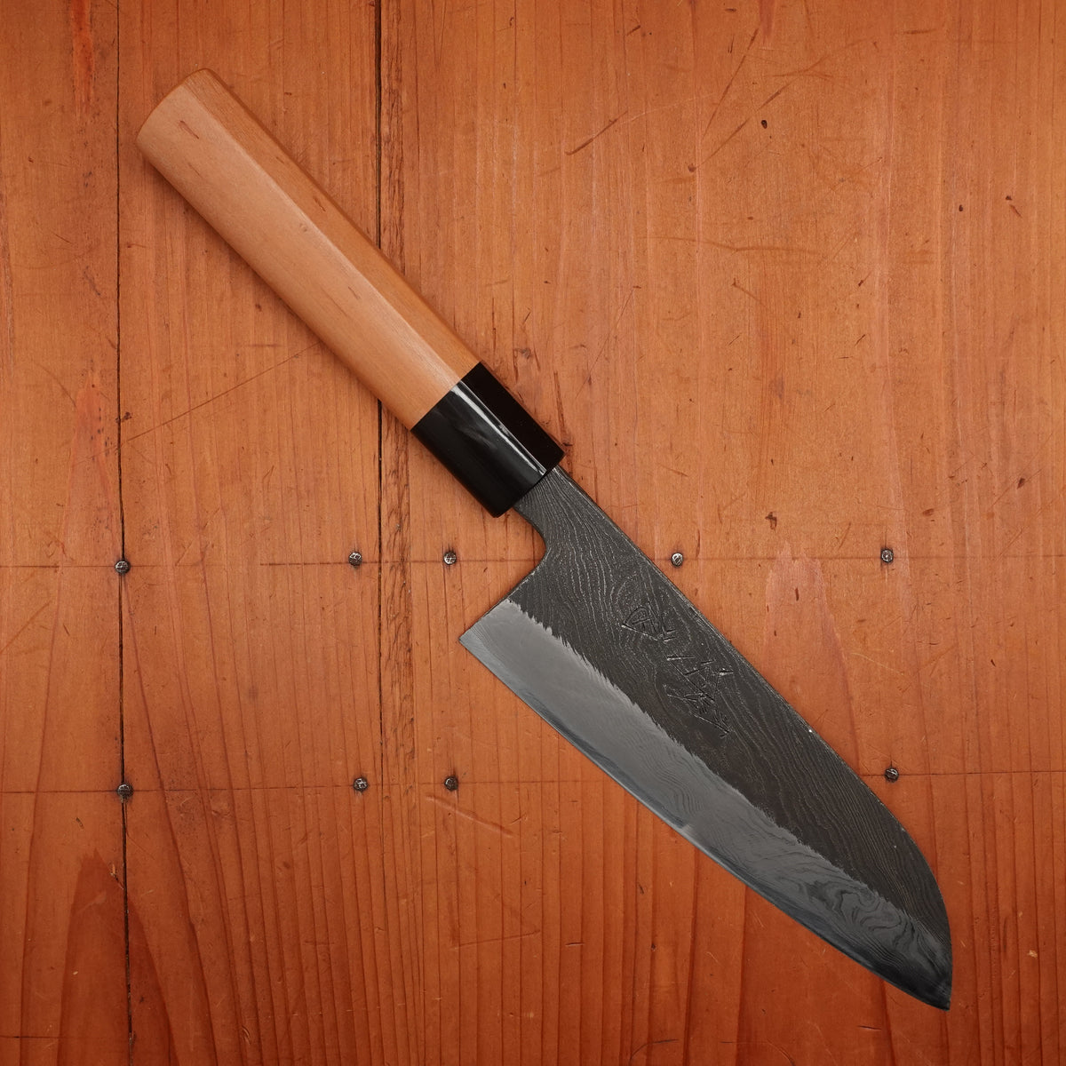 Tanabe Tatara Tsukasa Hinoura 170mm Santoku Tamahagane Suminagashi Sakura / Horn