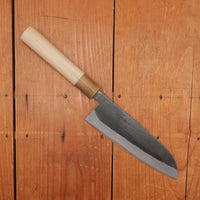 Hitohira TD 165mm Santoku Stainless Clad Aogami 2 Kurouchi Ho Wood Handle (D-Shape)
