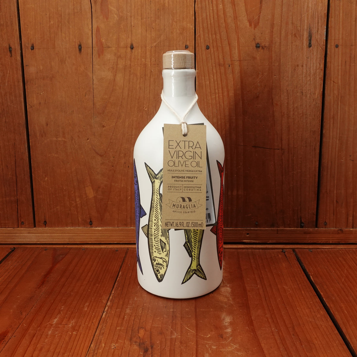 Muraglia Antico Frantoio Intense Fruity Extra Virgin Olive Oil in a Sardine Painted Bottle - 500ml
