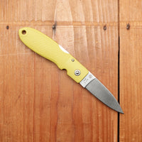 MOKI Coupe Folding Knife AUS-8 Lockback Grilon Mustard Yellow Handle