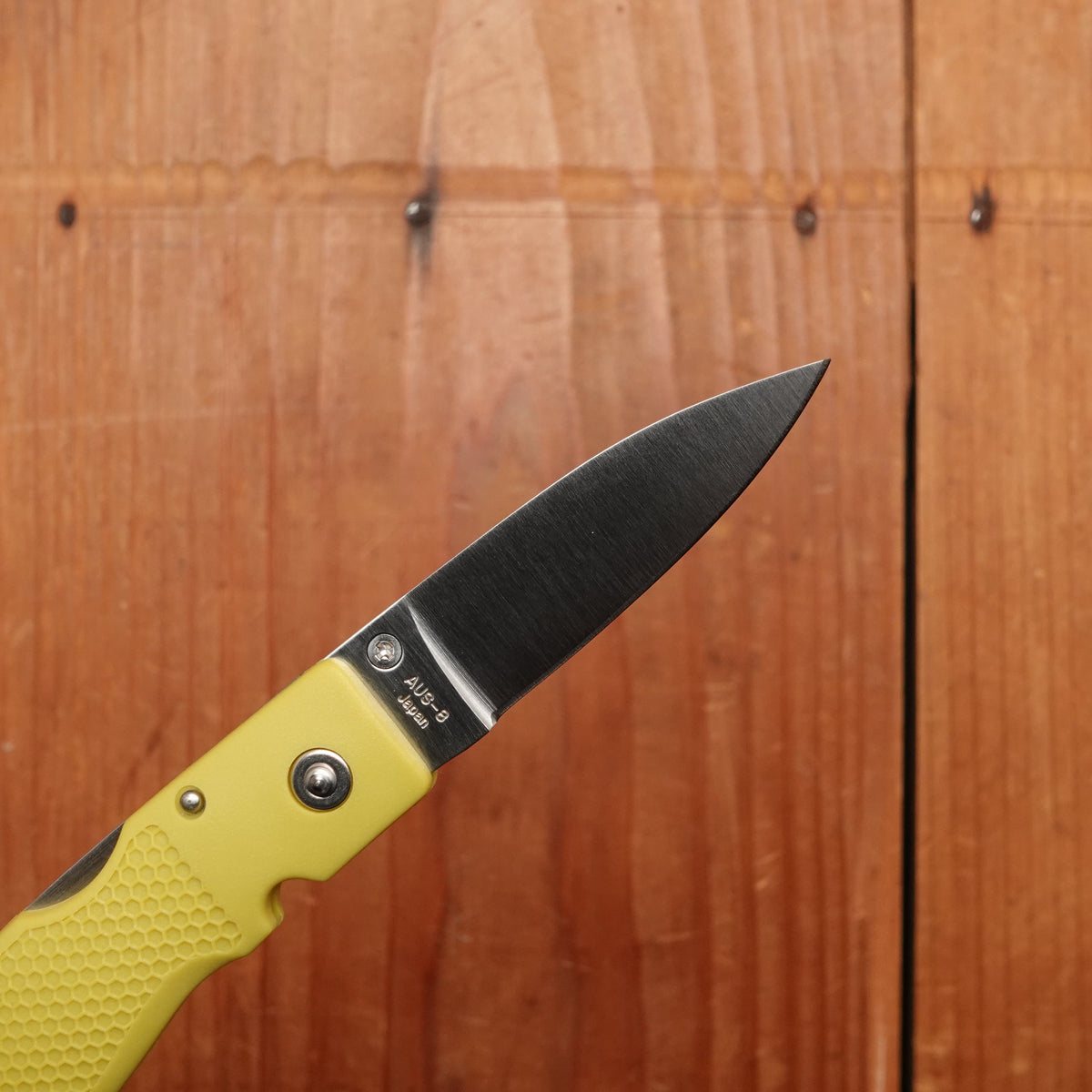 MOKI Coupe Folding Knife AUS-8 Lockback Grilon Mustard Yellow Handle