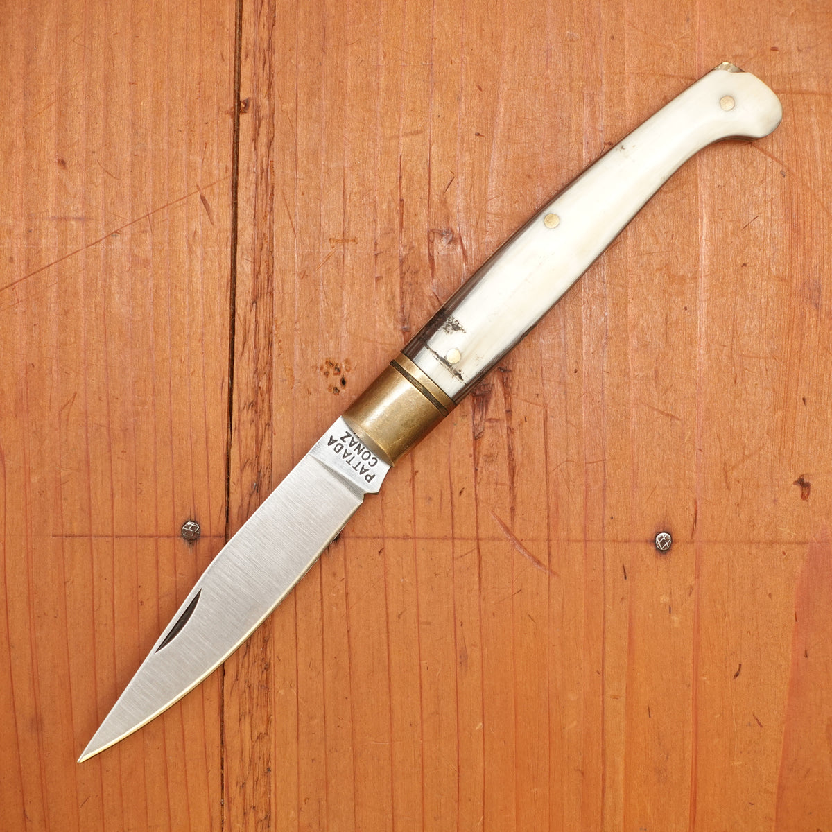 Patatta Conaz Sardinian Style 3.75" Slip Joint White Horn INOX Scarperia Italy Made in Scarperia near Florence in Tuscany