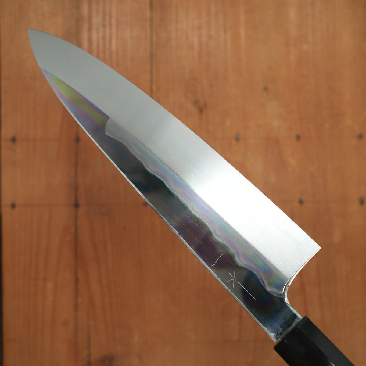 Hitohira Togashi 240mm Gyuto Shirogami 1 Mizu Honyaki Kurokaki Persimmon Handle with Saya