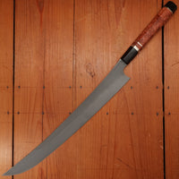 Nigara Hamono 360mm Sakimaru Yanagi Aogami 2 Mizu Honyaki Karin Burl Double Horn
