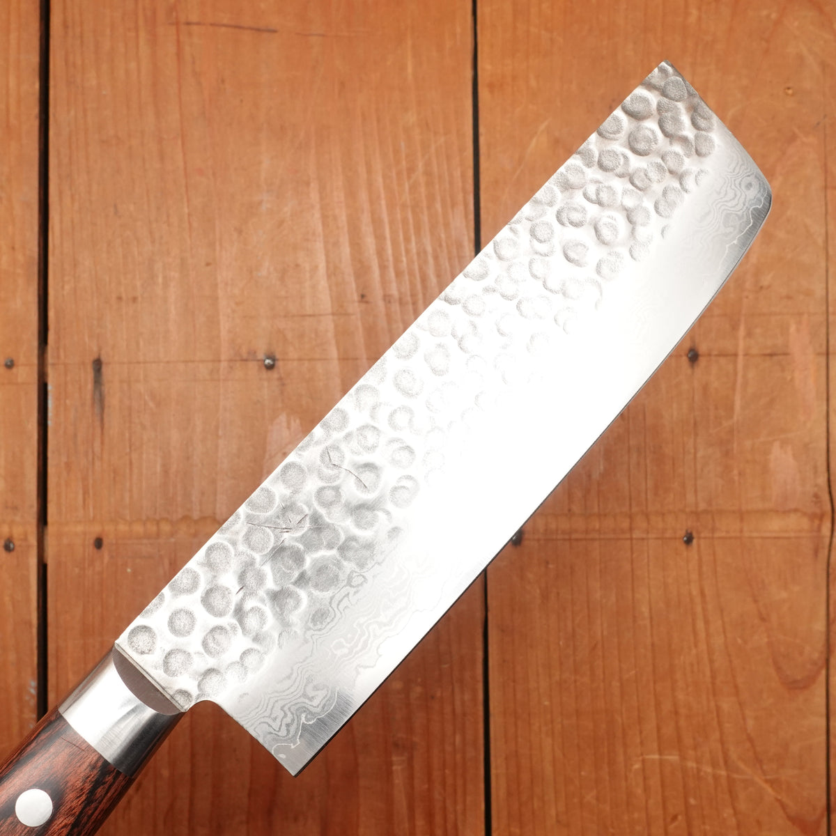 Hitohira HG 160mm Nakiri Stainless Tsuchime Damascus Western Handle
