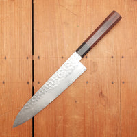 Hitohira HG 210mm Gyuto Stainless Tsuchime Damascus Rosewood Handle