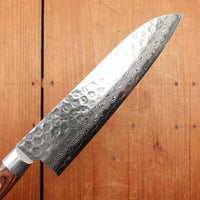 Hitohira HG 185mm Santoku Stainless Tsuchime Damascus Western Handle