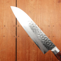 Hitohira HG 185mm Santoku Stainless Tsuchime Damascus Western Handle