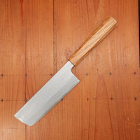 Sakai Kikumori 165mm Nakiri VG10 Tsuchime Oakwood Handle