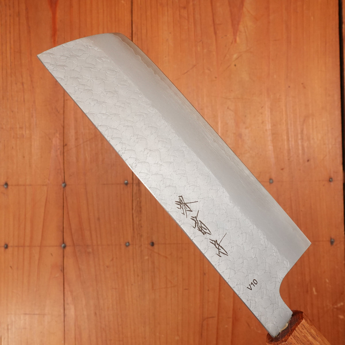 Sakai Kikumori 165mm Nakiri VG10 Tsuchime Oakwood Handle