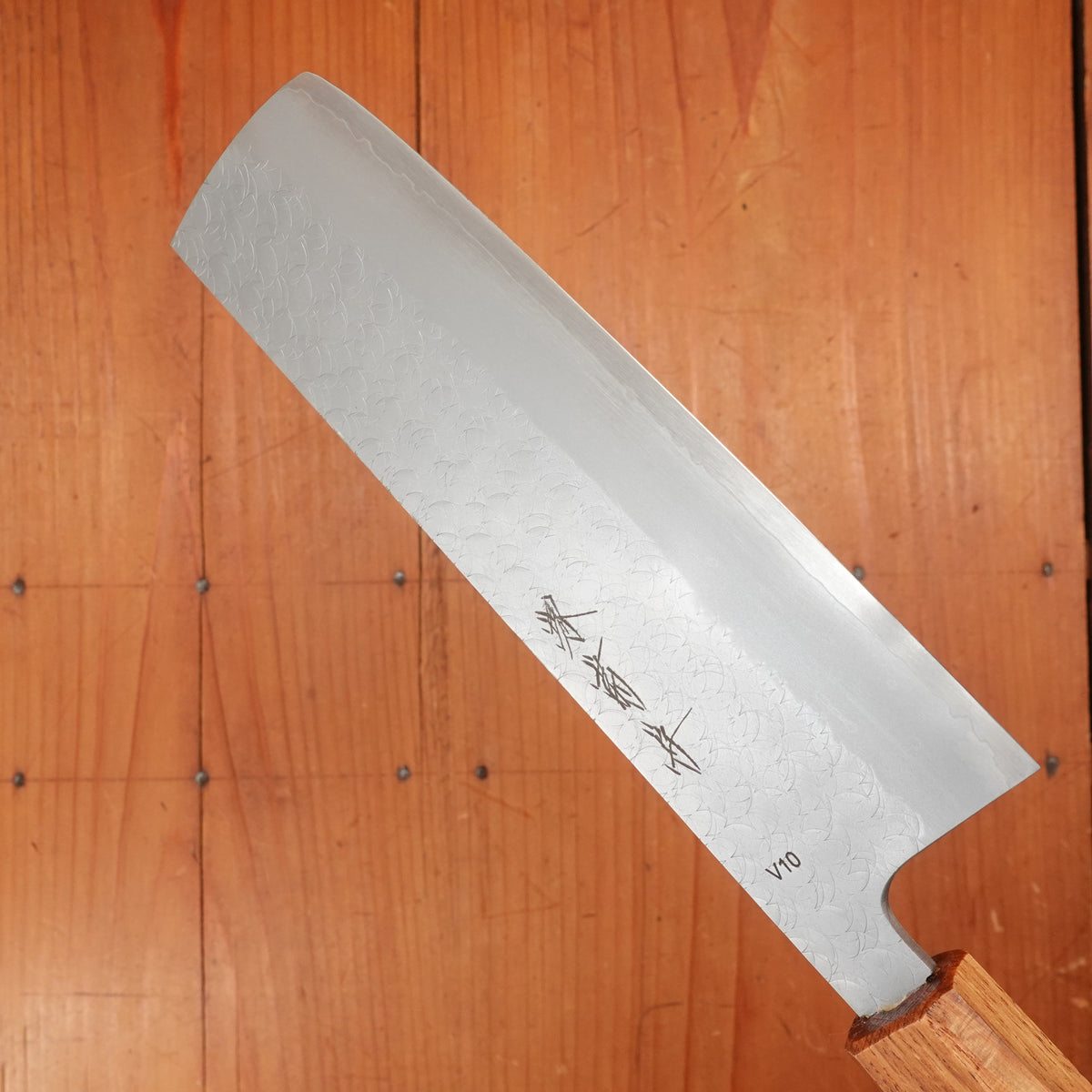 Sakai Kikumori 165mm Nakiri VG10 Tsuchime Oakwood Handle
