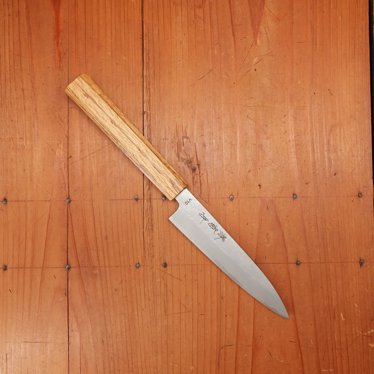 Sakai Kikumori 135mm Petty VG10 Tsuchime Oakwood Handle