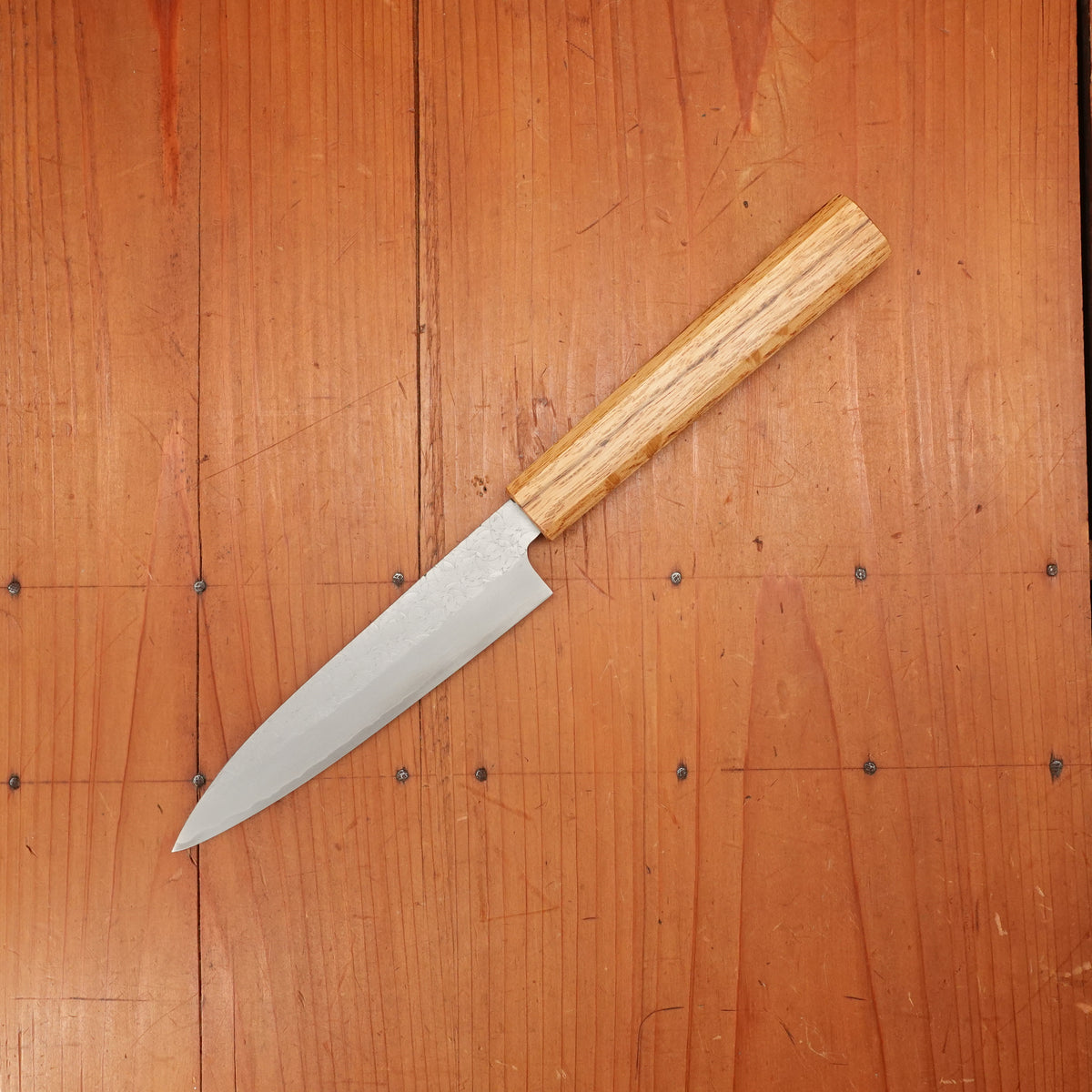 Sakai Kikumori 135mm Petty VG10 Tsuchime Oakwood Handle