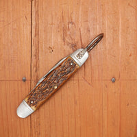 Vintage Utica Featherweight 3 3/8" Bone 2 Blade Girl Scouts Knife 1948-56