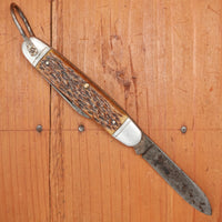 Vintage Utica Featherweight 3 3/8" Bone 2 Blade Girl Scouts Knife 1948-56