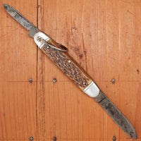 Vintage Utica Featherweight 3 3/8" Bone 2 Blade Girl Scouts Knife 1948-56