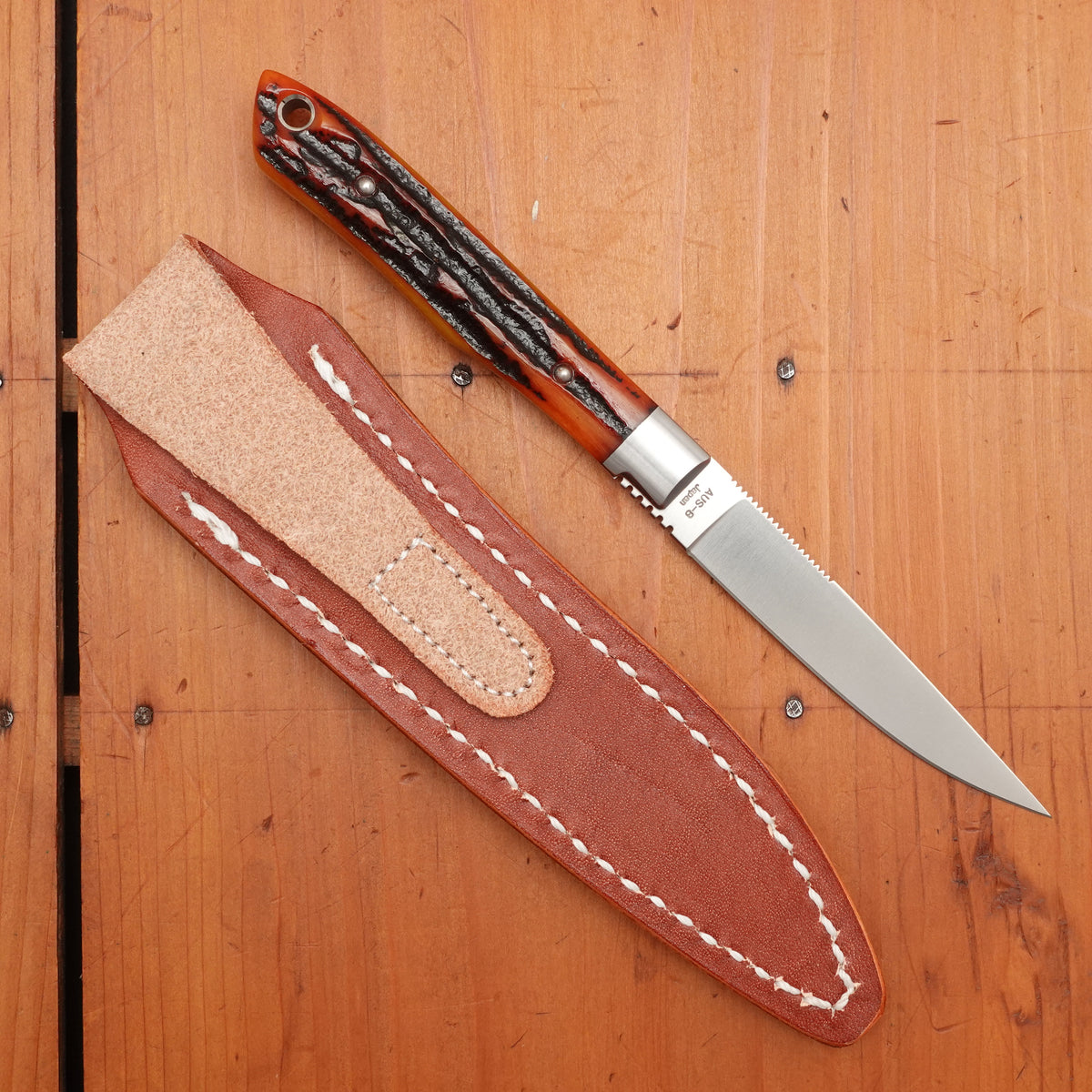 MOKI Trout & Bird Fixed Blade Jigged Bone Handle