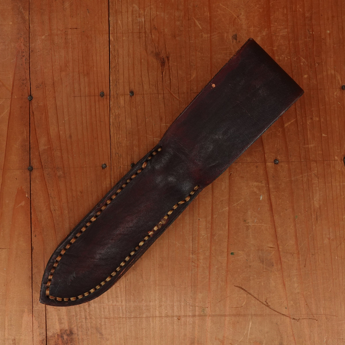 Unidentified Custom Belt Knife 5" Stainless Blade Stag & Brass Original Sheath