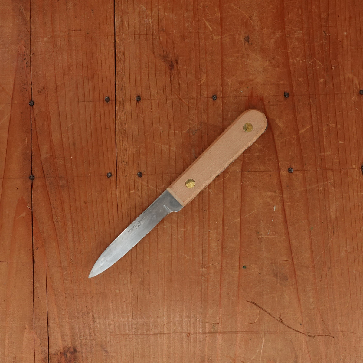 New Old Stock 3.25" Paring Knife Stainless Beechwood Japan 1960-80